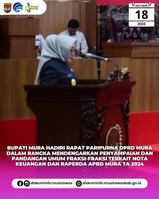 Bupati Musi Rawas Hadiri Rapat Paripurna DPRD Terkait APBD Tahun Anggaran 2024