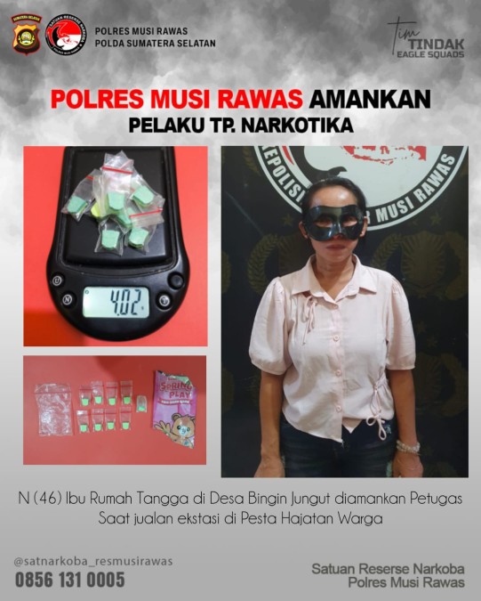 Di Hajatan, Polres Musi Rawas Amankan Pengedar Ekstasi