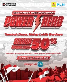 Menyambut Hari Pahlawan, Power Hero, Diskon 50% Tambah Daya, Hidup Lebih Berdaya