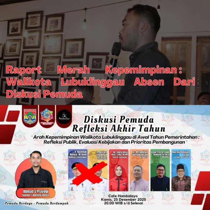 Raport Merah Kepemimpinan : Walikota Lubuklinggau Absen Dari Diskusi Pemuda